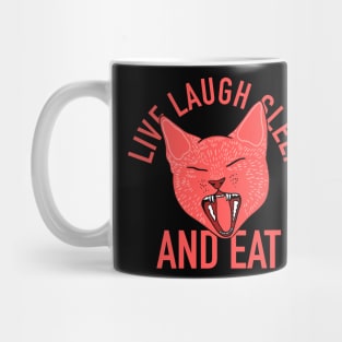 Cute Cat Yawning - Live Laugh Sleep - Aesthetic Tumblr Meow Kitty Mug